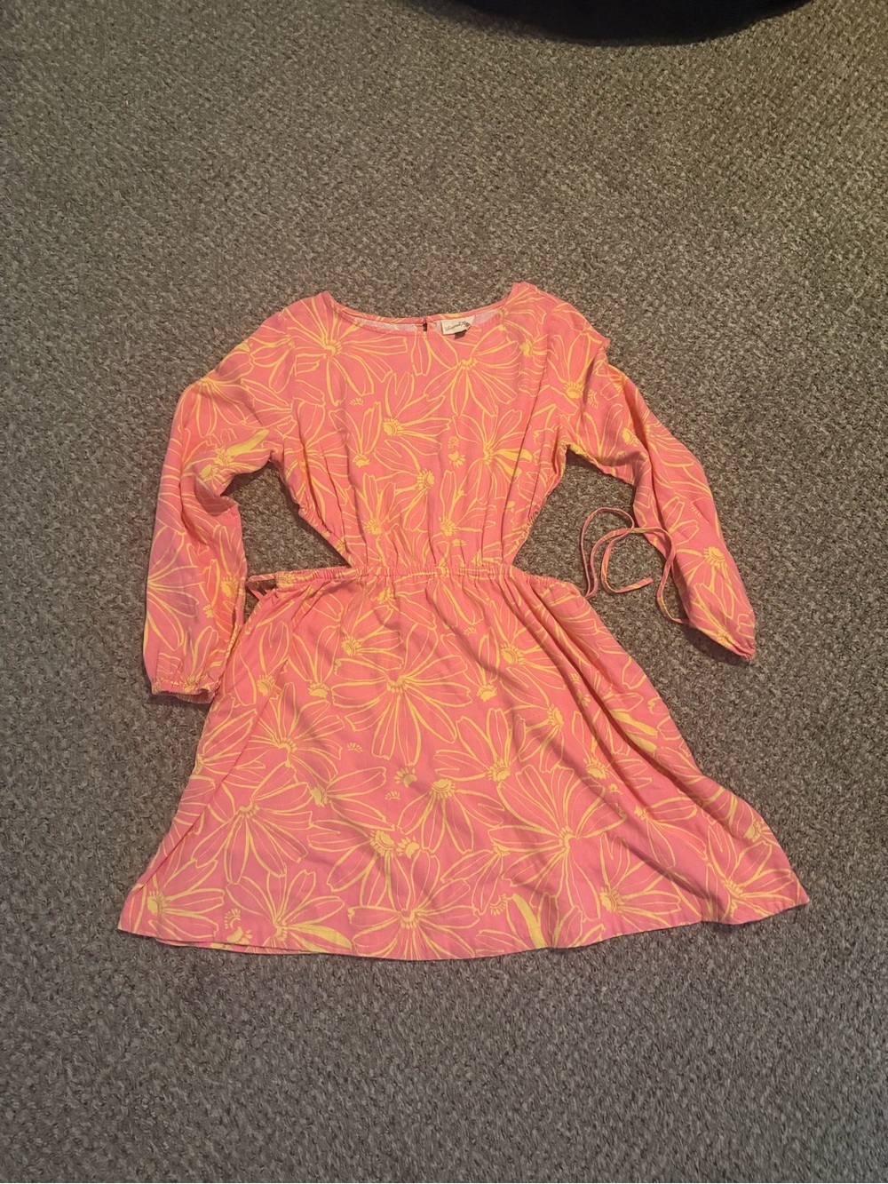 Universal Thread Pink and Yellow Floral Tie-Waist Dress